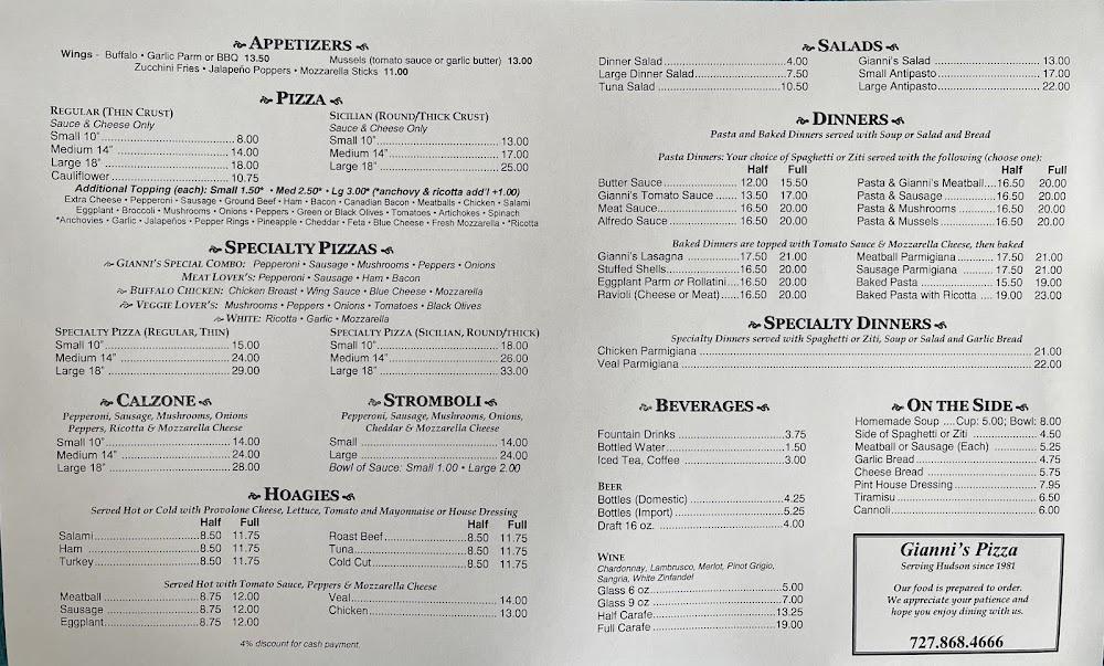 Gianni's Pizza - Hudson, FL (no other locations) Mussels